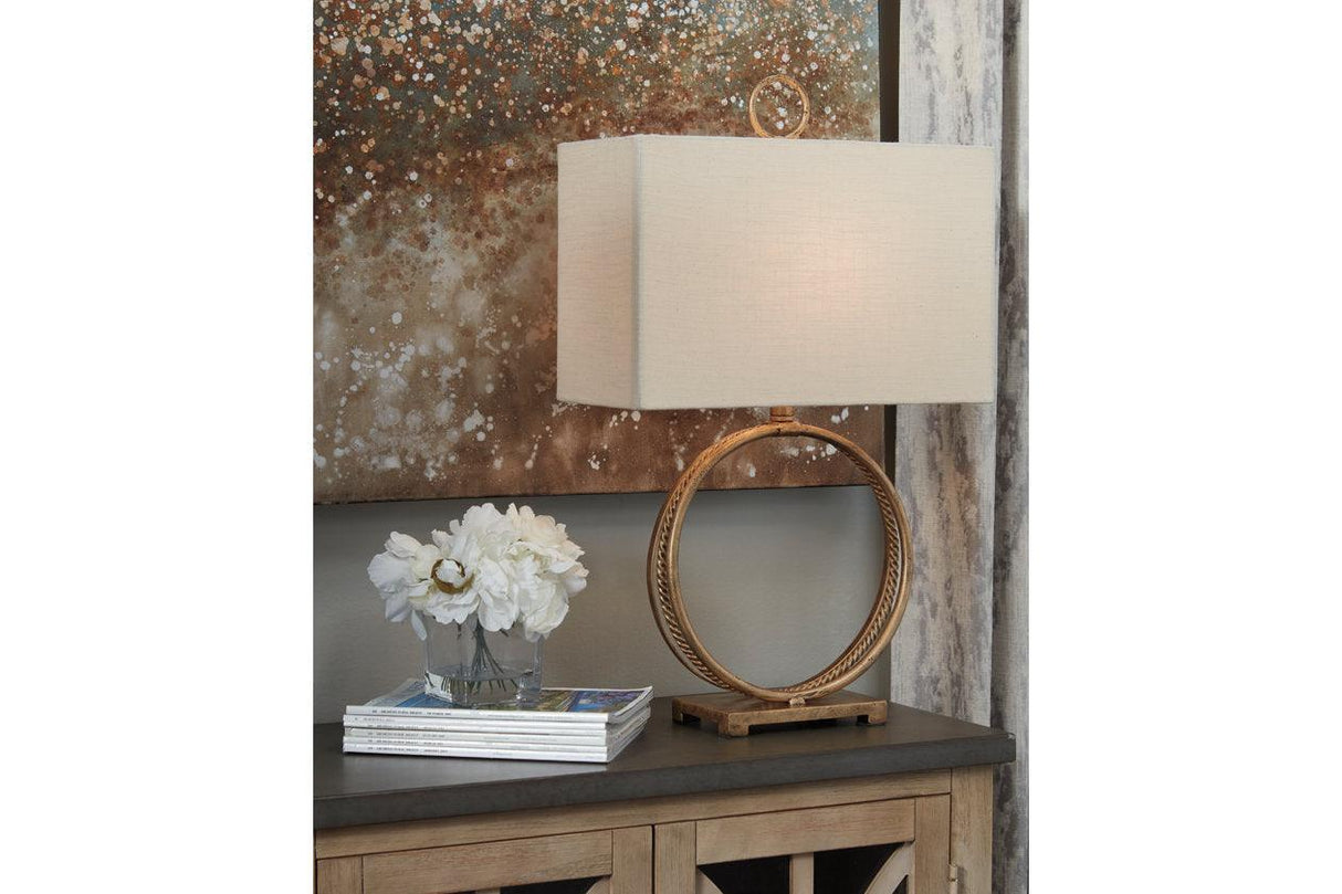 Mahala Antique Gold Finish Table Lamp by Ashley at Eve Furniture