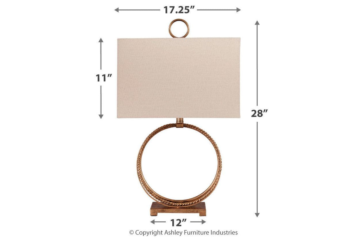 Mahala Antique Gold Finish Table Lamp by Ashley at Eve Furniture