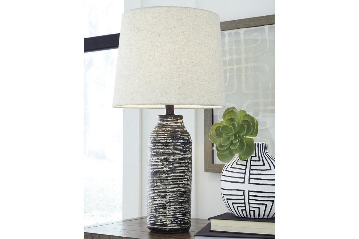 Mahima Black/White Table Lamp by Ashley at Eve Furniture