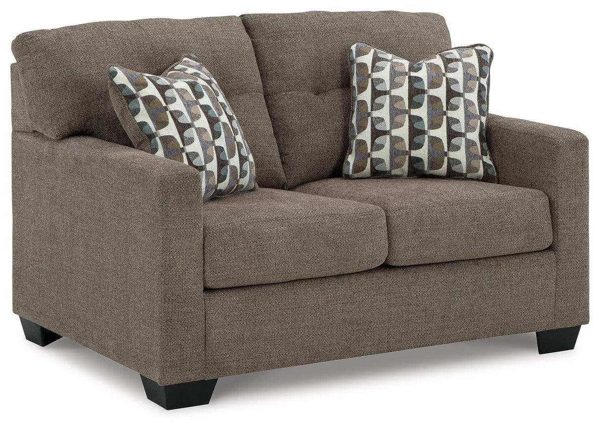 Mahoney Chocolate Loveseat by Ashley at Eve Furniture