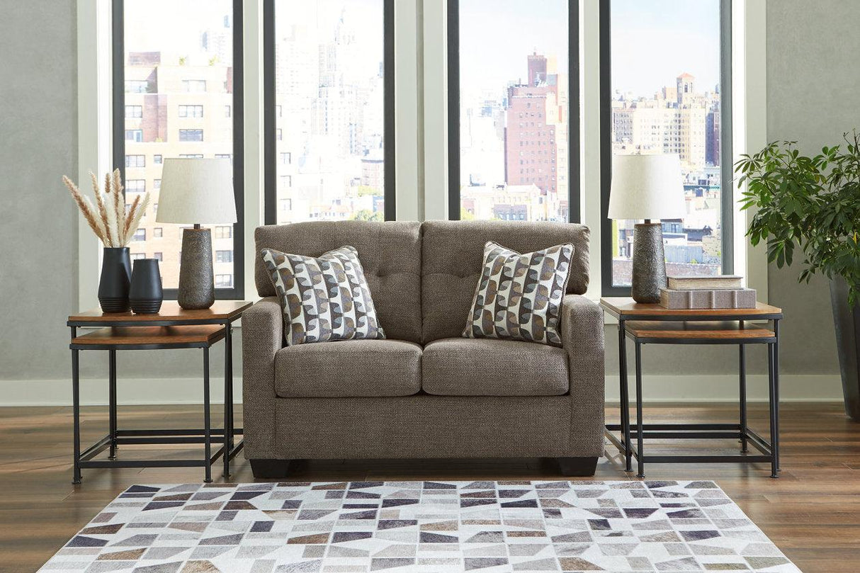 Mahoney Chocolate Sofa and Loveseat by Ashley at Eve Furniture