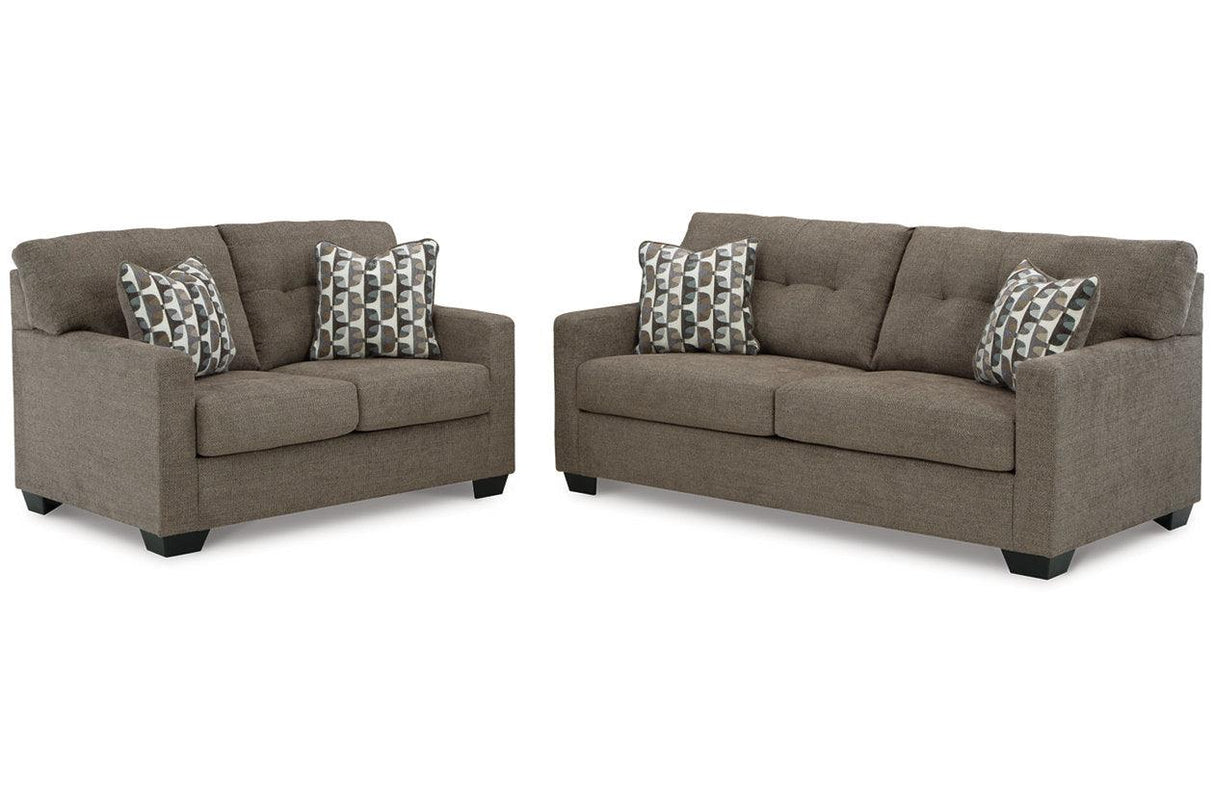 Mahoney Chocolate Sofa and Loveseat by Ashley at Eve Furniture