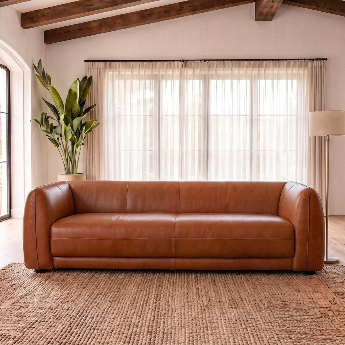 Maine Brown Leather Sofa by Ashcroft Furniture at Eve Furniture