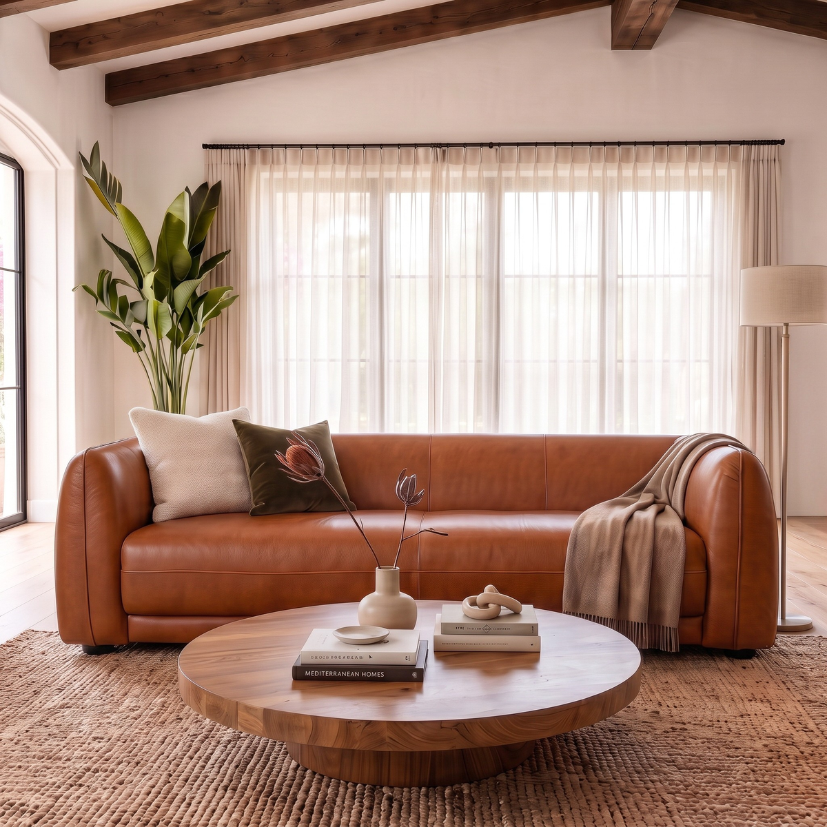 Maine Brown Leather Sofa by Ashcroft Furniture at Eve Furniture