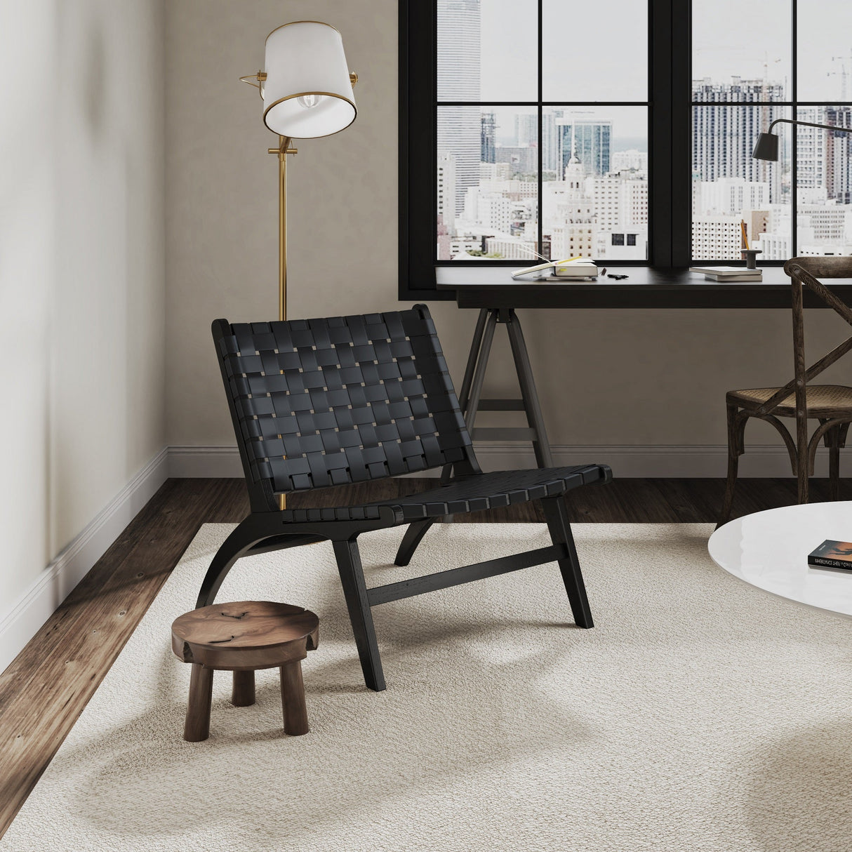 Maintenon Leatherette Accent Chair in Black by Manhattan Comfort at Eve Furniture