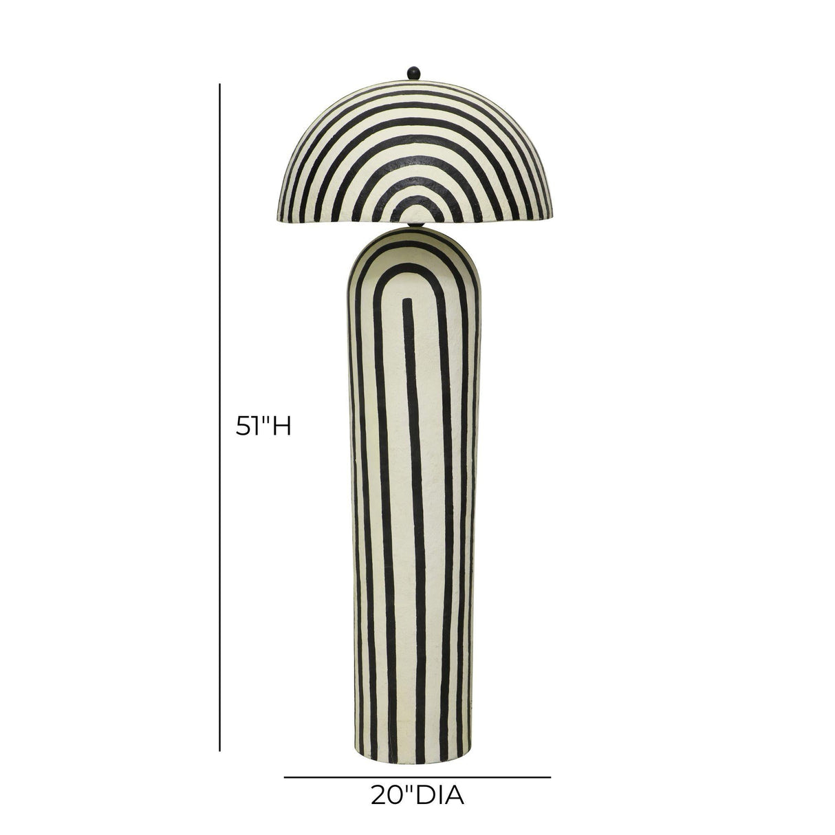 Maiori Black Striped Papier Mache Floor Lamp by TOV Furniture at Eve Furniture