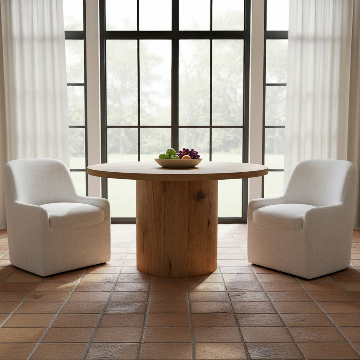 Maisie Flecked Oat Rolling Dining Chair by Moe's Home at Eve Furniture