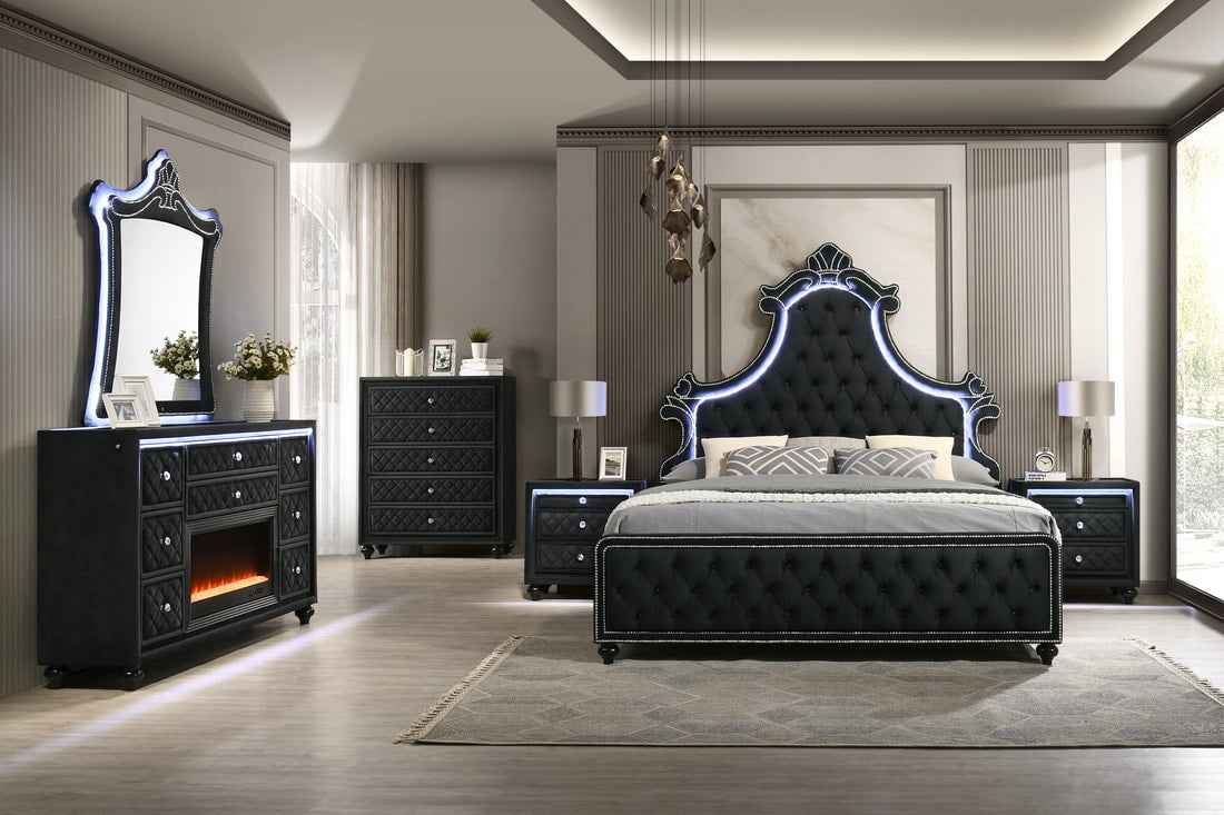 Majesty Black 4-piece King Platform Bedroom Set by Happy Homes at Eve Furniture