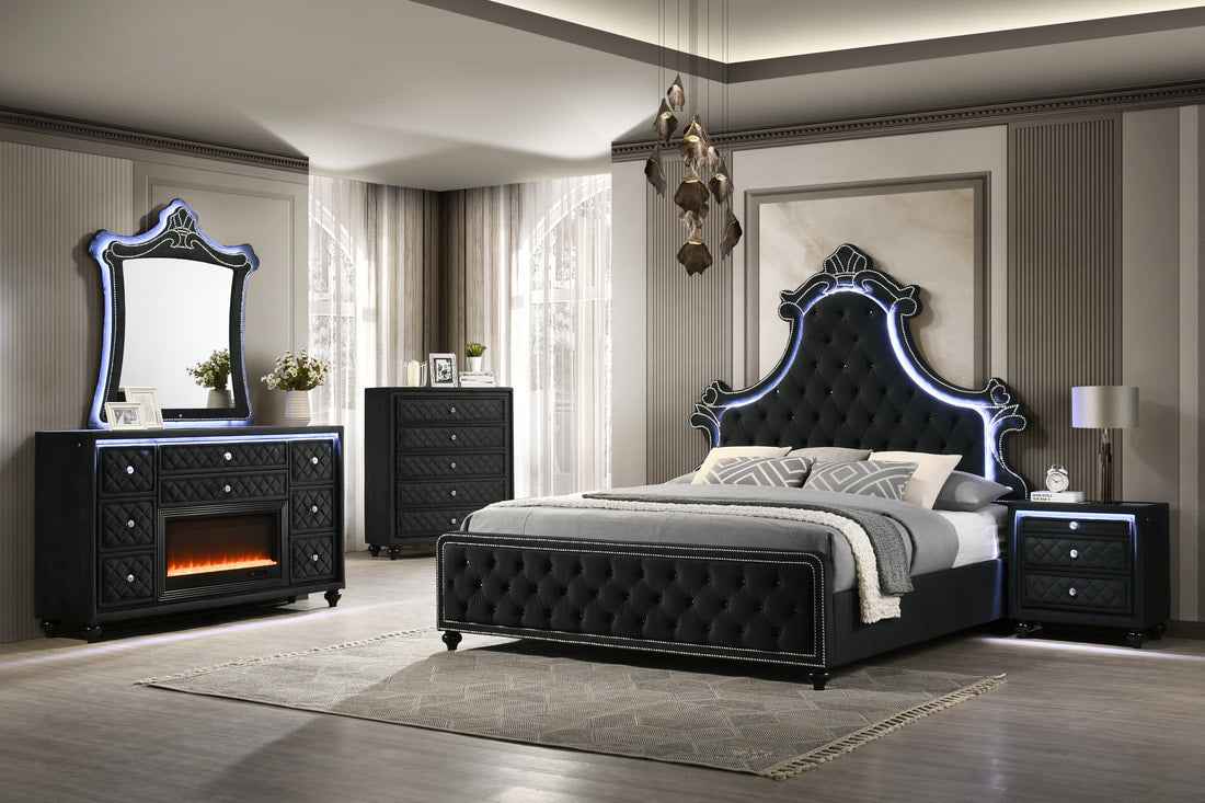 Majesty Black 4-piece King Platform Bedroom Set by Happy Homes at Eve Furniture