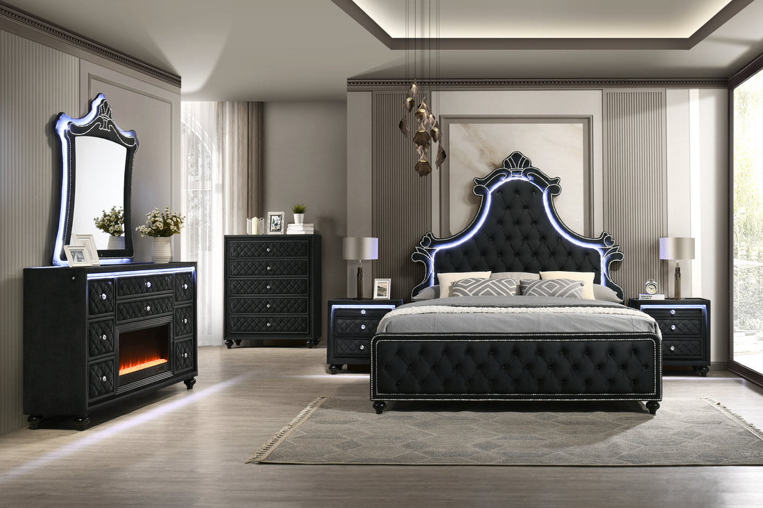 Majesty Black Platform Bedroom Set by Happy Homes at Eve Furniture