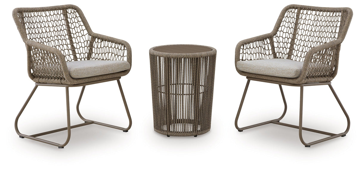 Majors Beach Beige Outdoor Table and 2 Chairs by ASHLEY FURNITURE at Eve Furniture