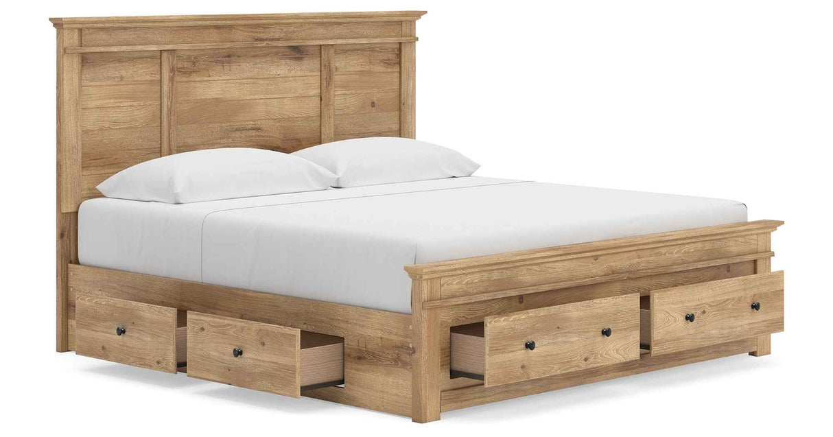 Makidern Tan King Panel Storage Bed by Ashley at Eve Furniture