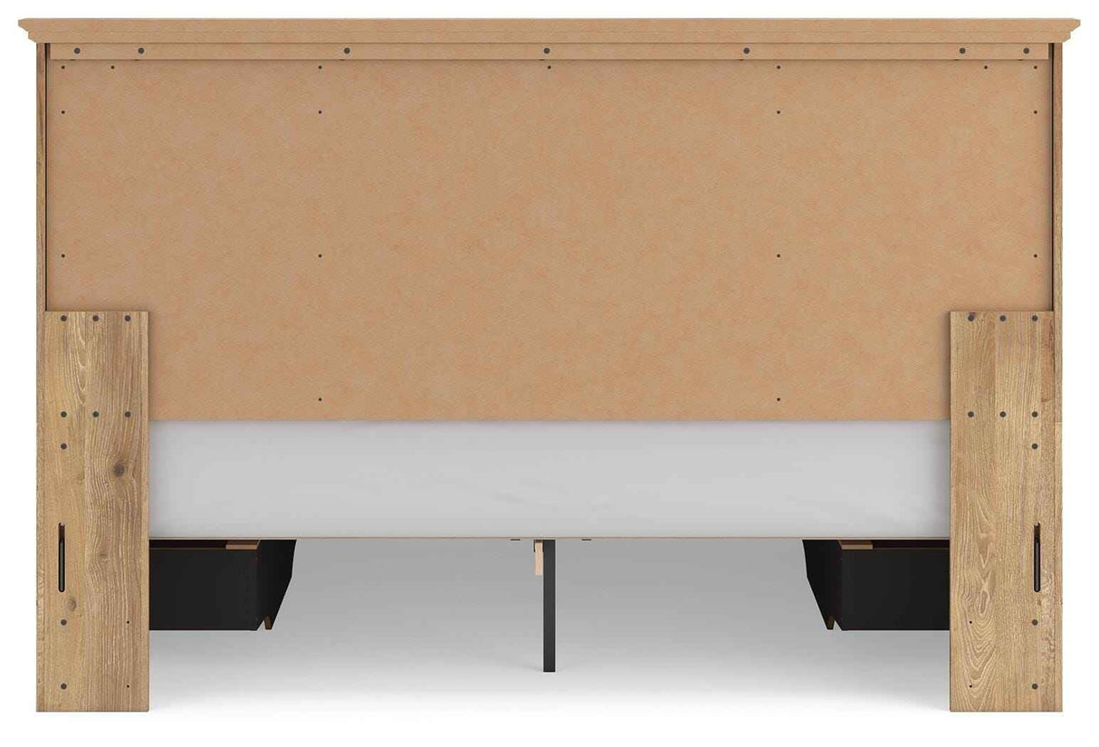 Makidern Tan King Panel Storage Bed by Ashley at Eve Furniture
