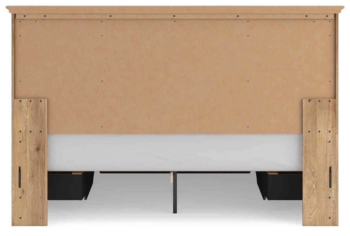 Makidern Tan King Panel Storage Bed by Ashley at Eve Furniture
