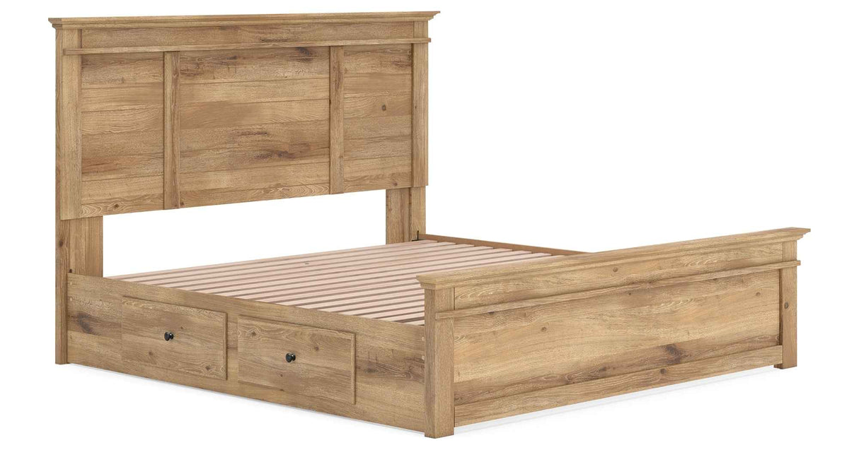 Makidern Tan King Panel Storage Bed by Ashley at Eve Furniture