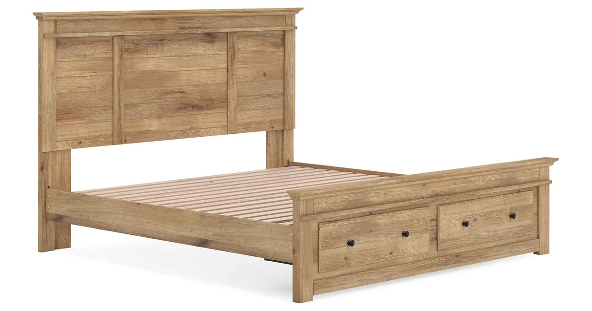 Makidern Tan King Panel Storage Bed by Ashley at Eve Furniture
