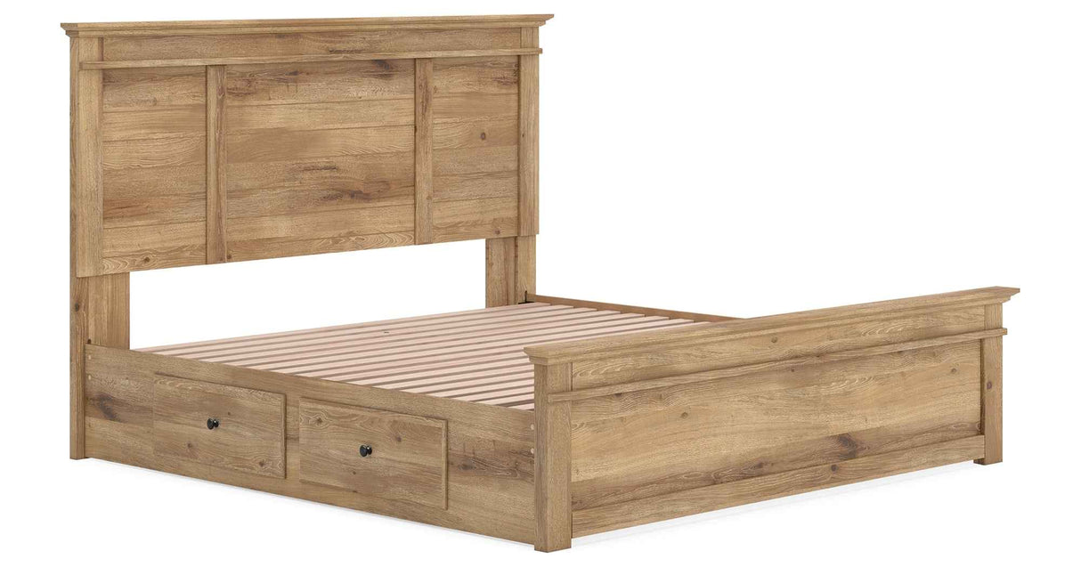 Makidern Tan King Panel Storage Bed by Ashley at Eve Furniture