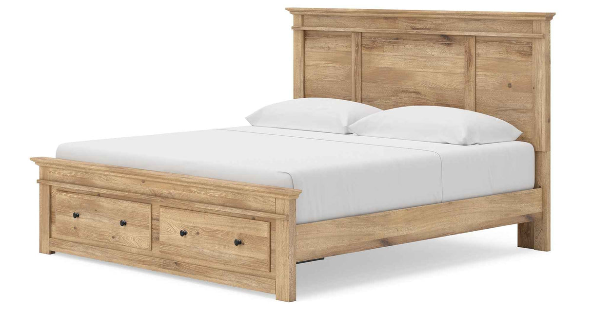 Makidern Tan King Panel Storage Bed by Ashley at Eve Furniture