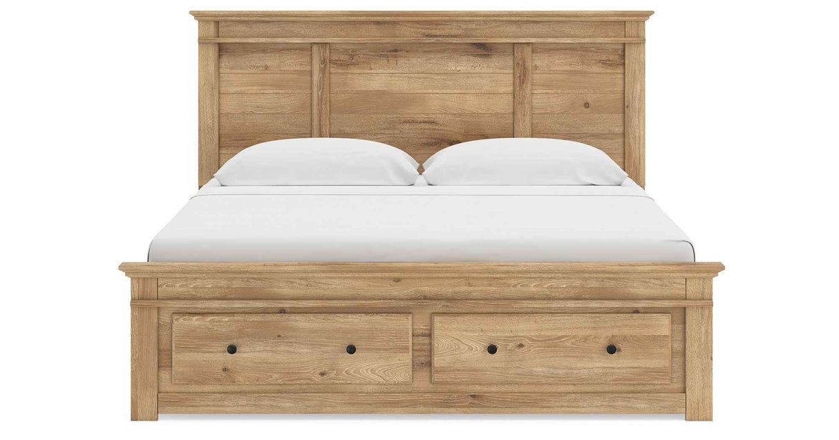 Makidern Tan King Panel Storage Bed by Ashley at Eve Furniture