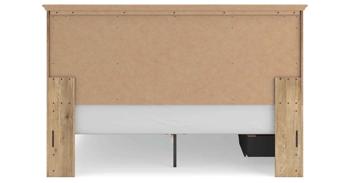 Makidern Tan King Panel Storage Bed by Ashley at Eve Furniture