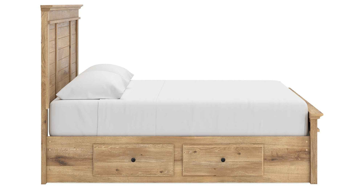 Makidern Tan King Panel Storage Bed by Ashley at Eve Furniture