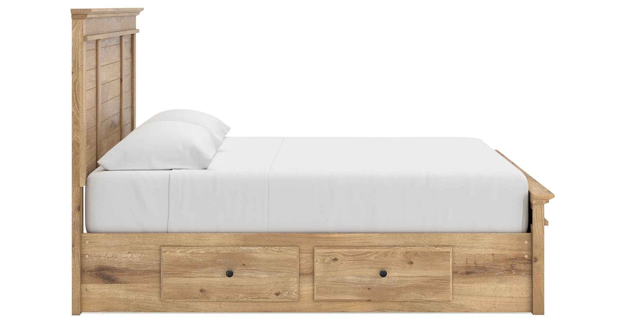 Makidern Tan King Panel Storage Bed by Ashley at Eve Furniture