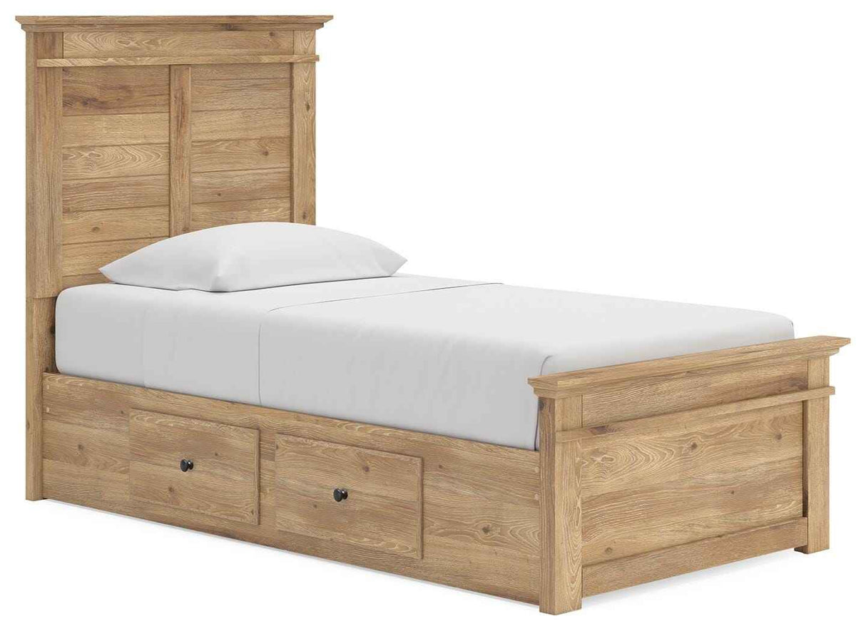 Makidern Tan Twin Panel Storage Bed by Ashley at Eve Furniture