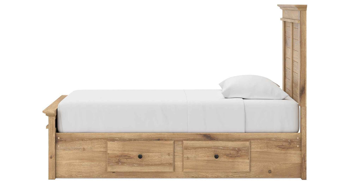 Makidern Tan Twin Panel Storage Bed by Ashley at Eve Furniture