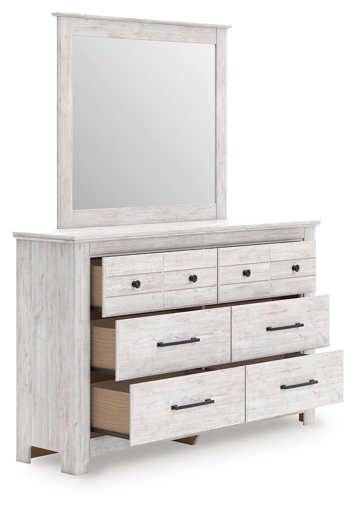 Makidern Whitewash Dresser and Mirror by Ashley at Eve Furniture