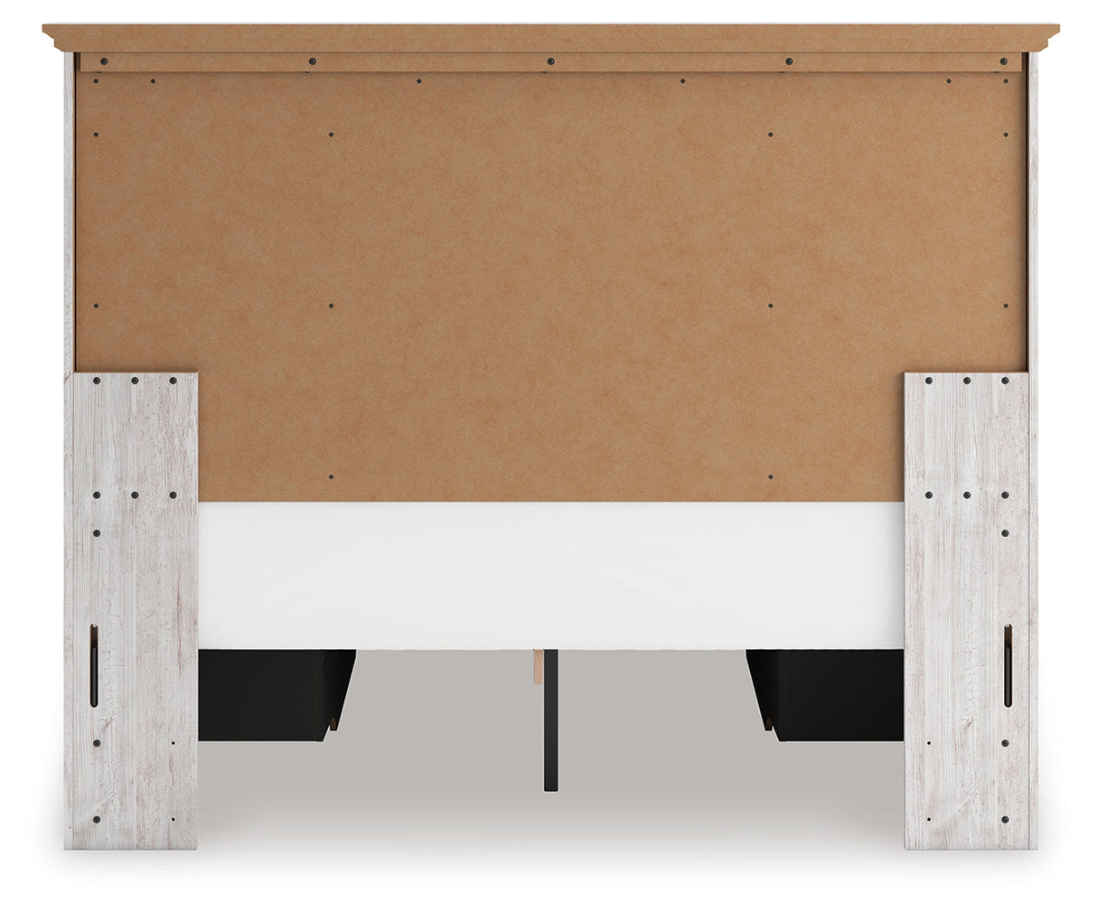Makidern Whitewash Queen Panel Bed with Storage, Dresser and Mirror by Ashley at Eve Furniture