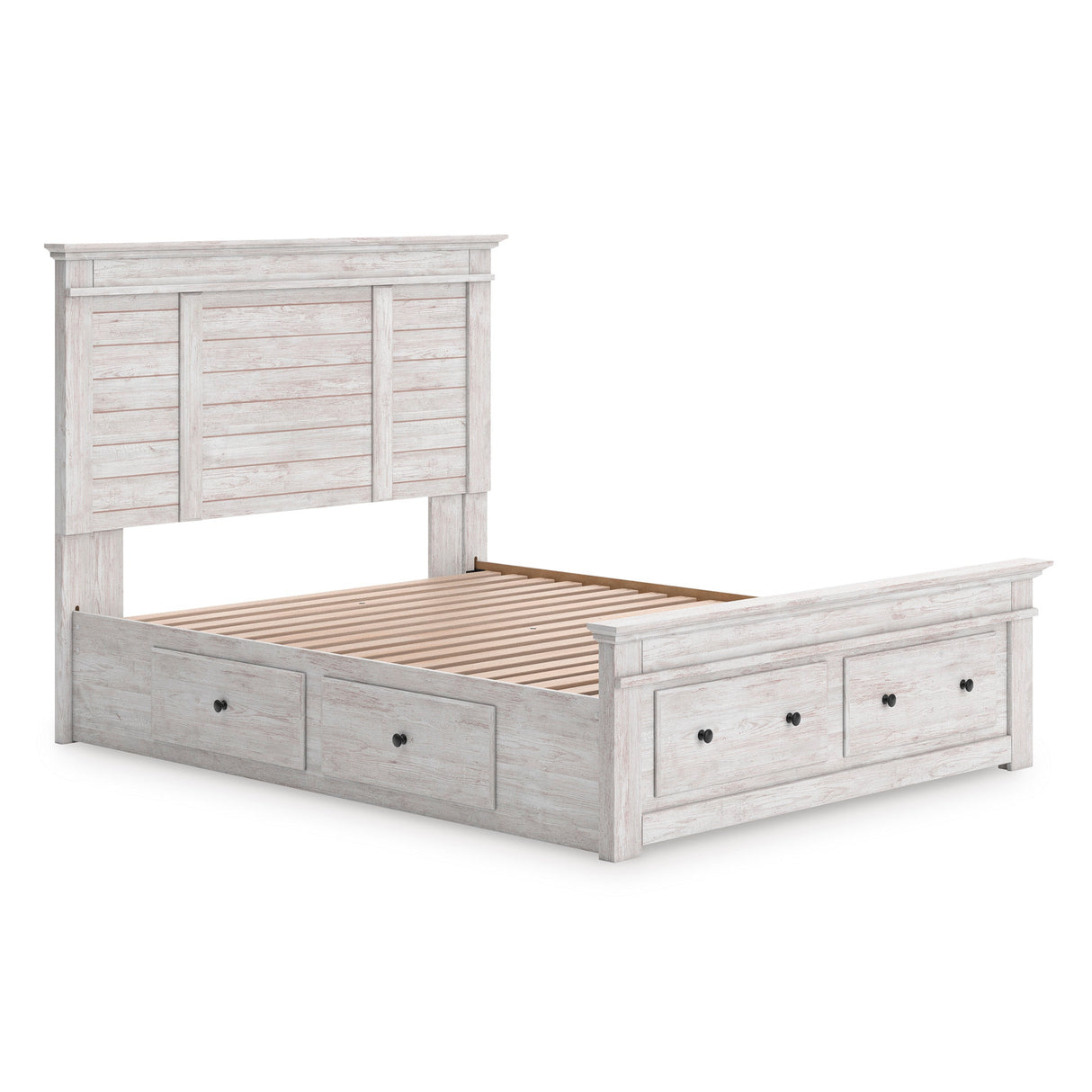 Makidern Whitewash Storage Panel Bedroom Set with 4 Drawers by Ashley at Eve Furniture