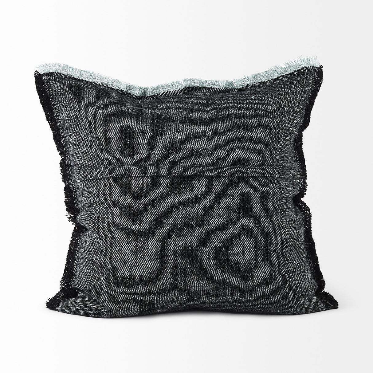 Malia Black and Teal Fabric Fringed Pillow Cover w/Non-Allergen Filler, Set of 2 by Mercana at Eve Furniture