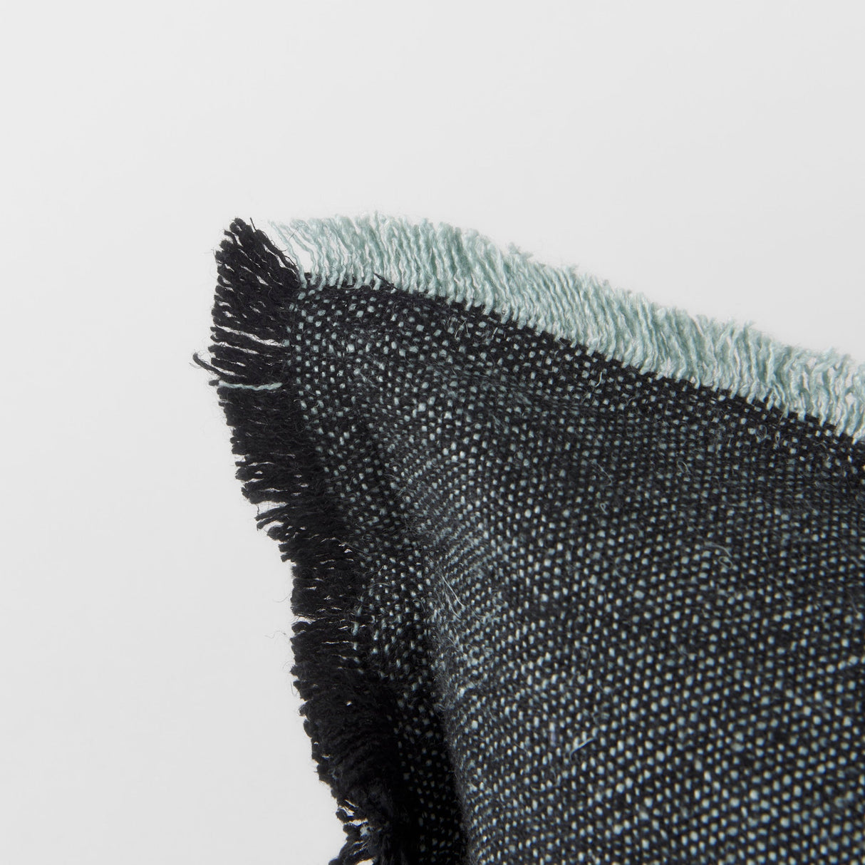 Malia Black and Teal Fabric Fringed Pillow Cover w/Non-Allergen Filler, Set of 2 by Mercana at Eve Furniture