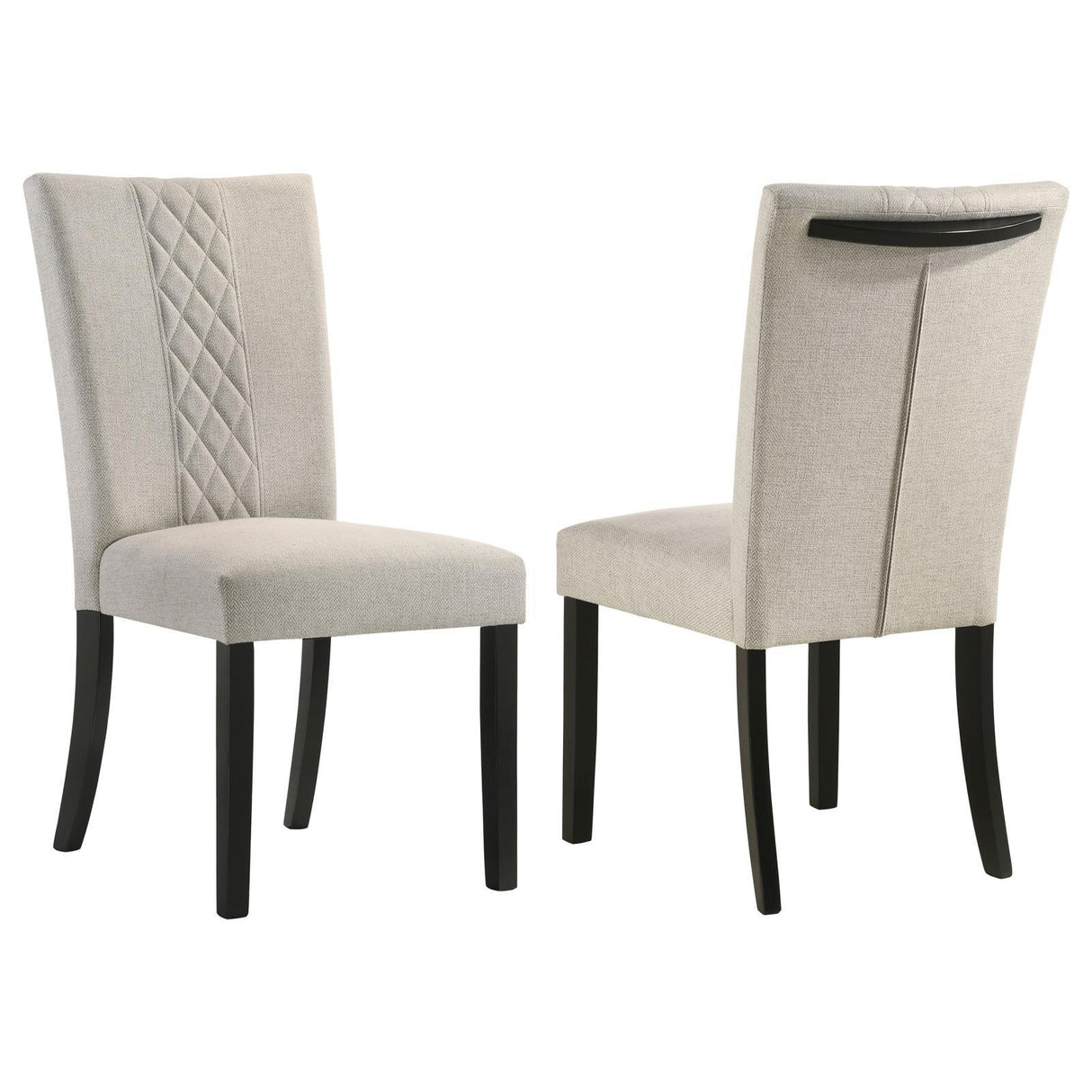 Malia Upholstered Solid Back Dining Side Chair Beige and Black (Set of 2) by Coaster at Eve Furniture