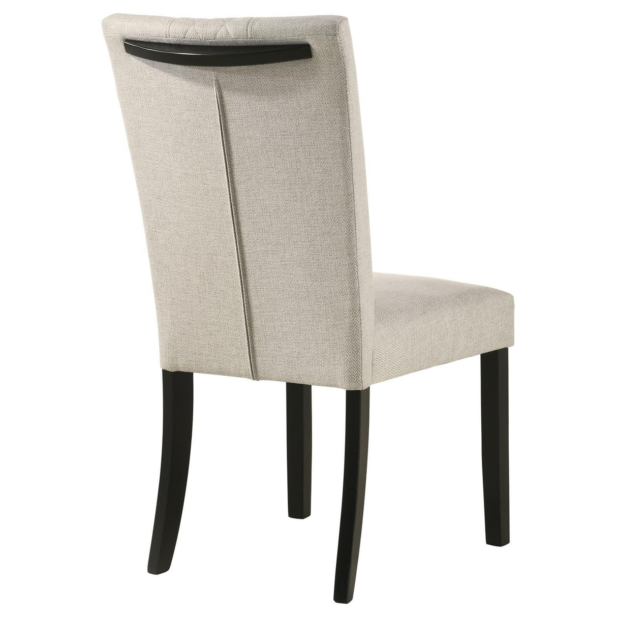 Malia Upholstered Solid Back Dining Side Chair Beige and Black (Set of 2) by Coaster at Eve Furniture