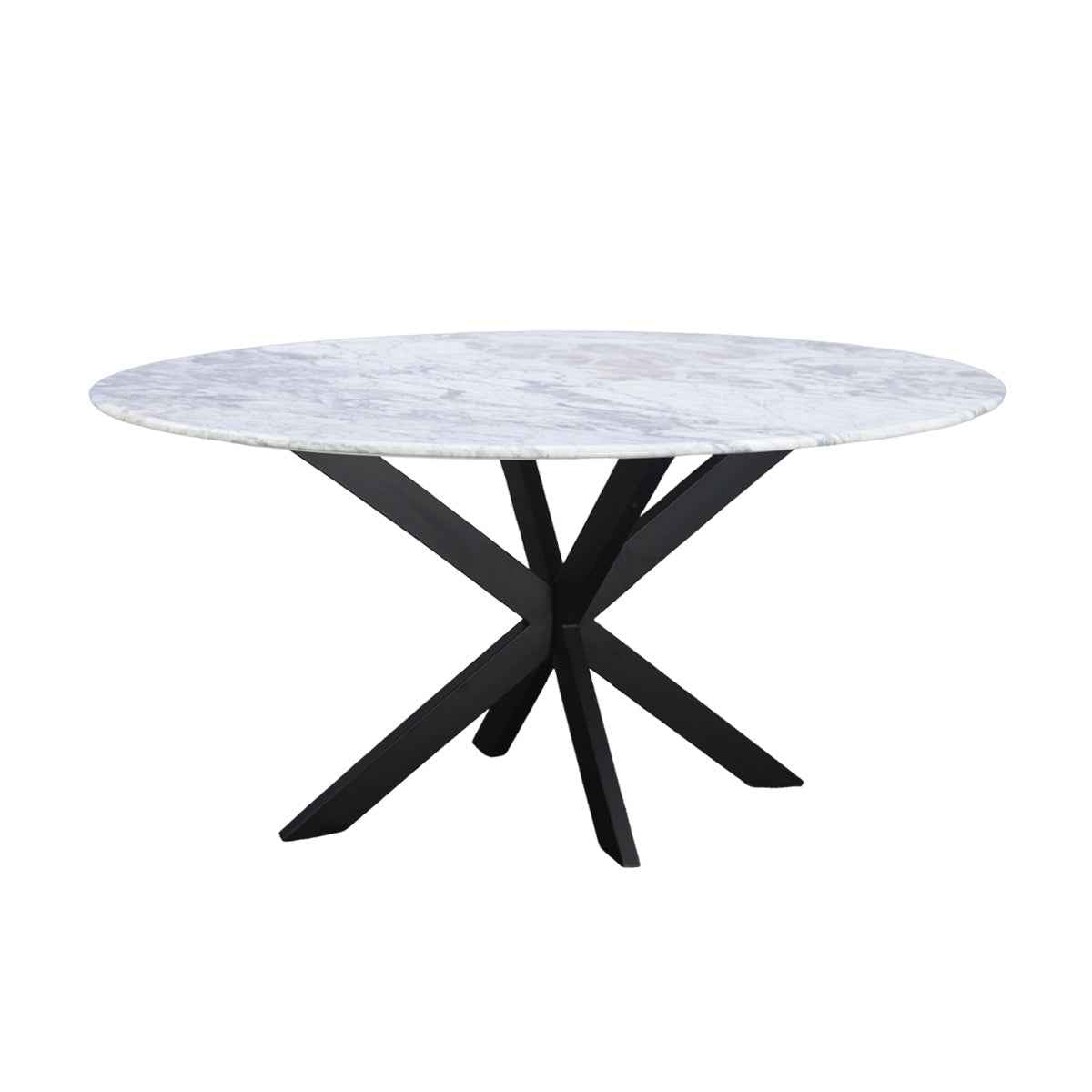 Malibu 70" Oval Dining Table in Satvario White Marble with Black Base by Home Trends & Design at Eve Furniture