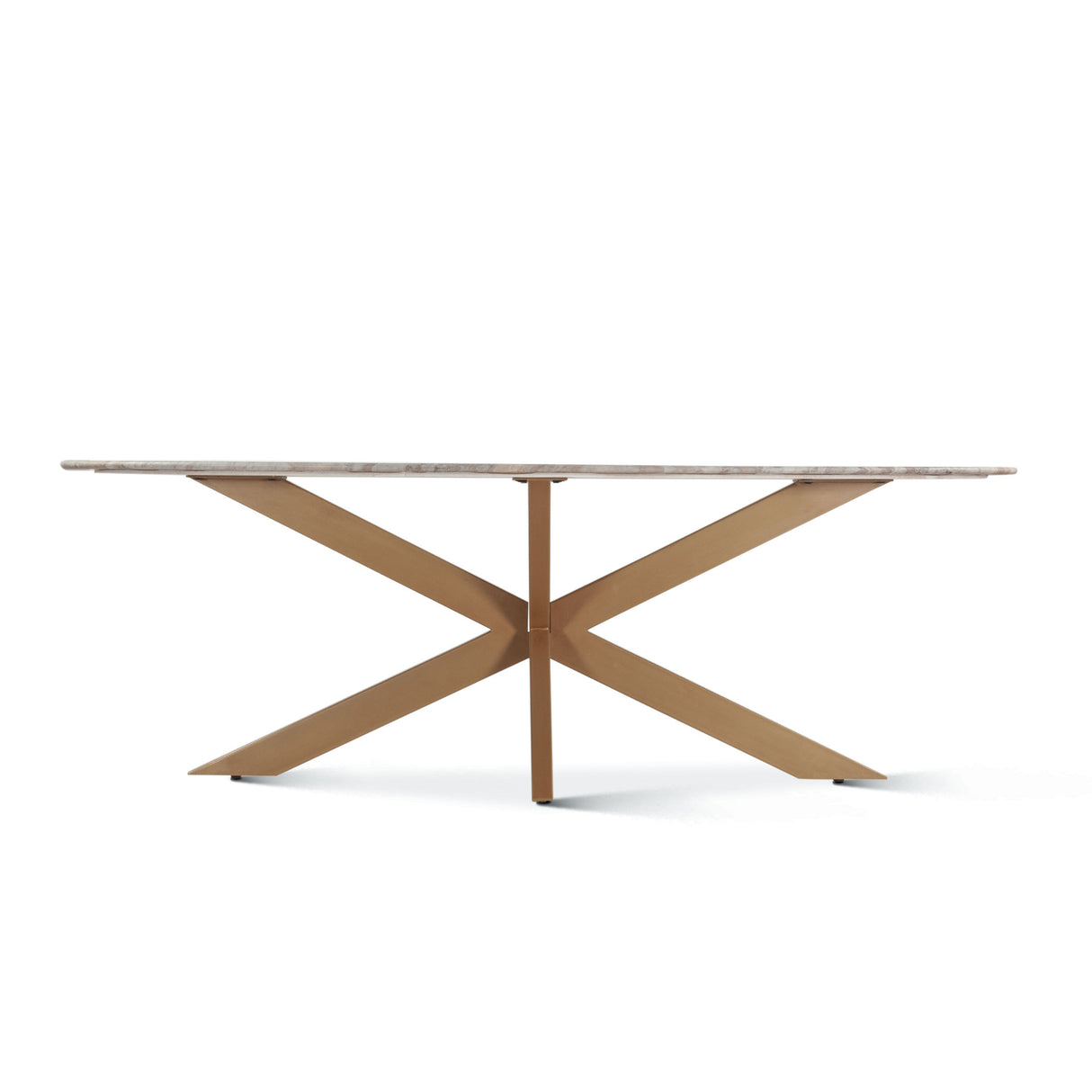 Malibu 70" Oval Dining Table in Sawar Marble with Antique Gold Base by Home Trends & Design at Eve Furniture