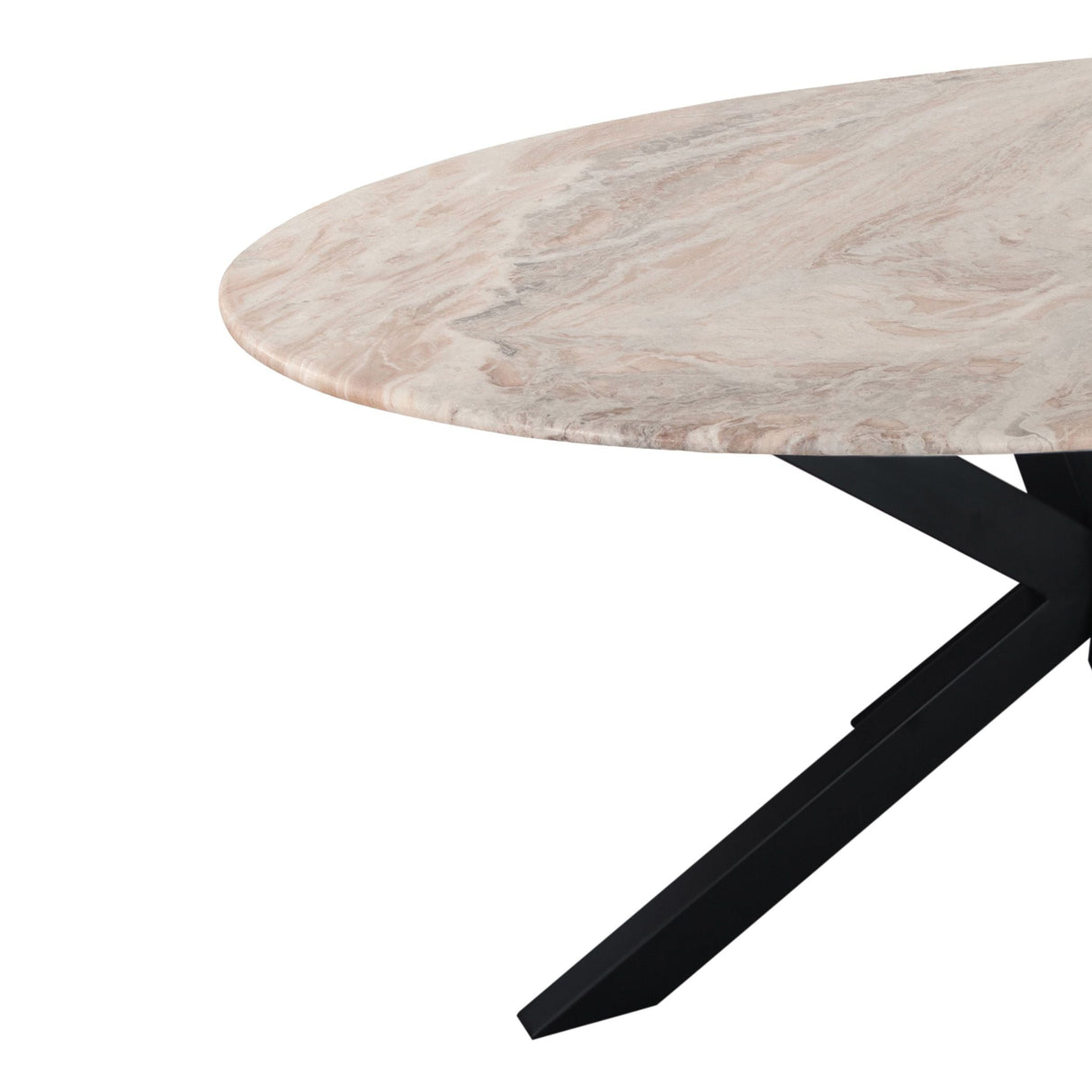 Malibu 90" Oval Dining Table in Sawar Marble with Black Base by Home Trends & Design at Eve Furniture
