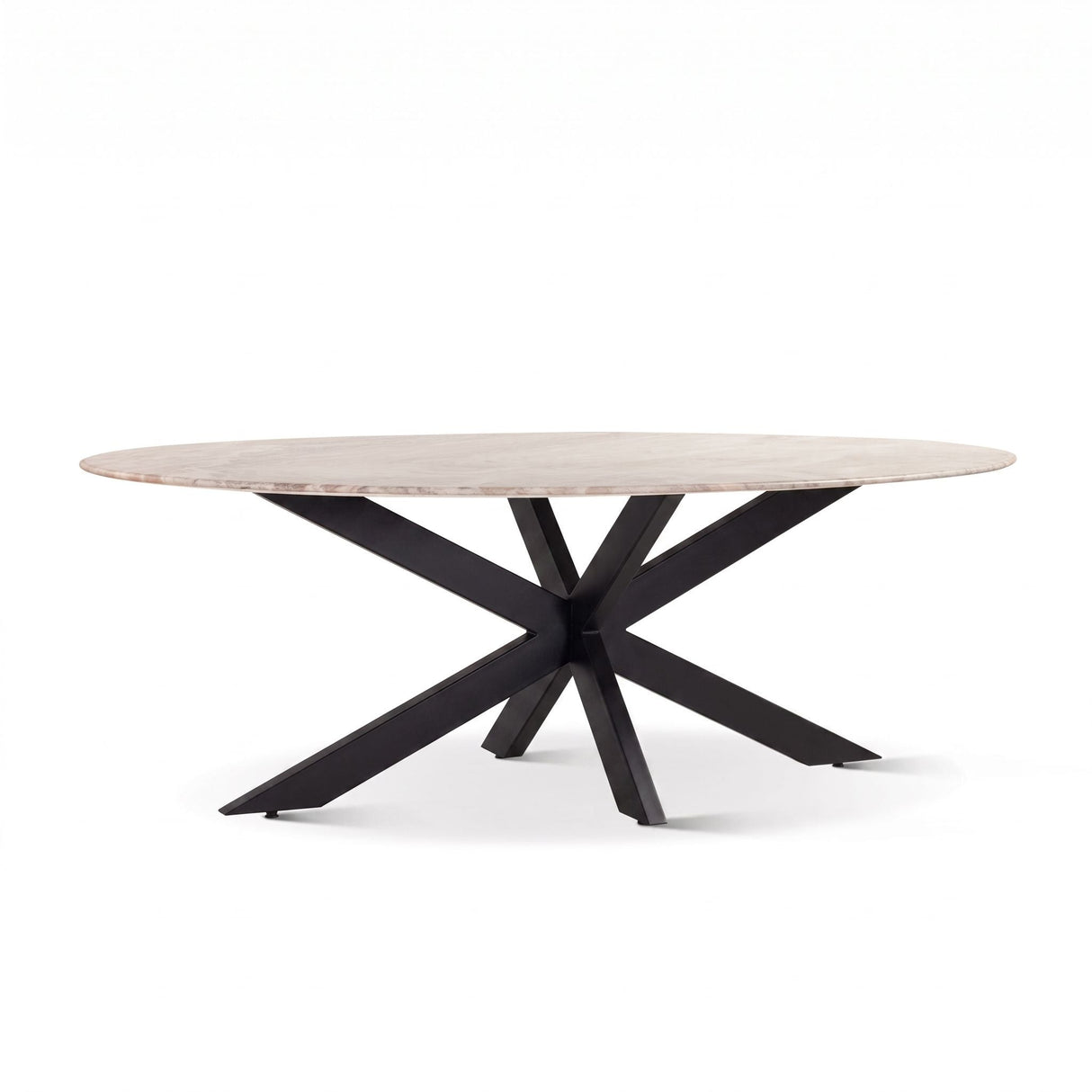 Malibu 90" Oval Dining Table in Sawar Marble with Black Base by Home Trends & Design at Eve Furniture
