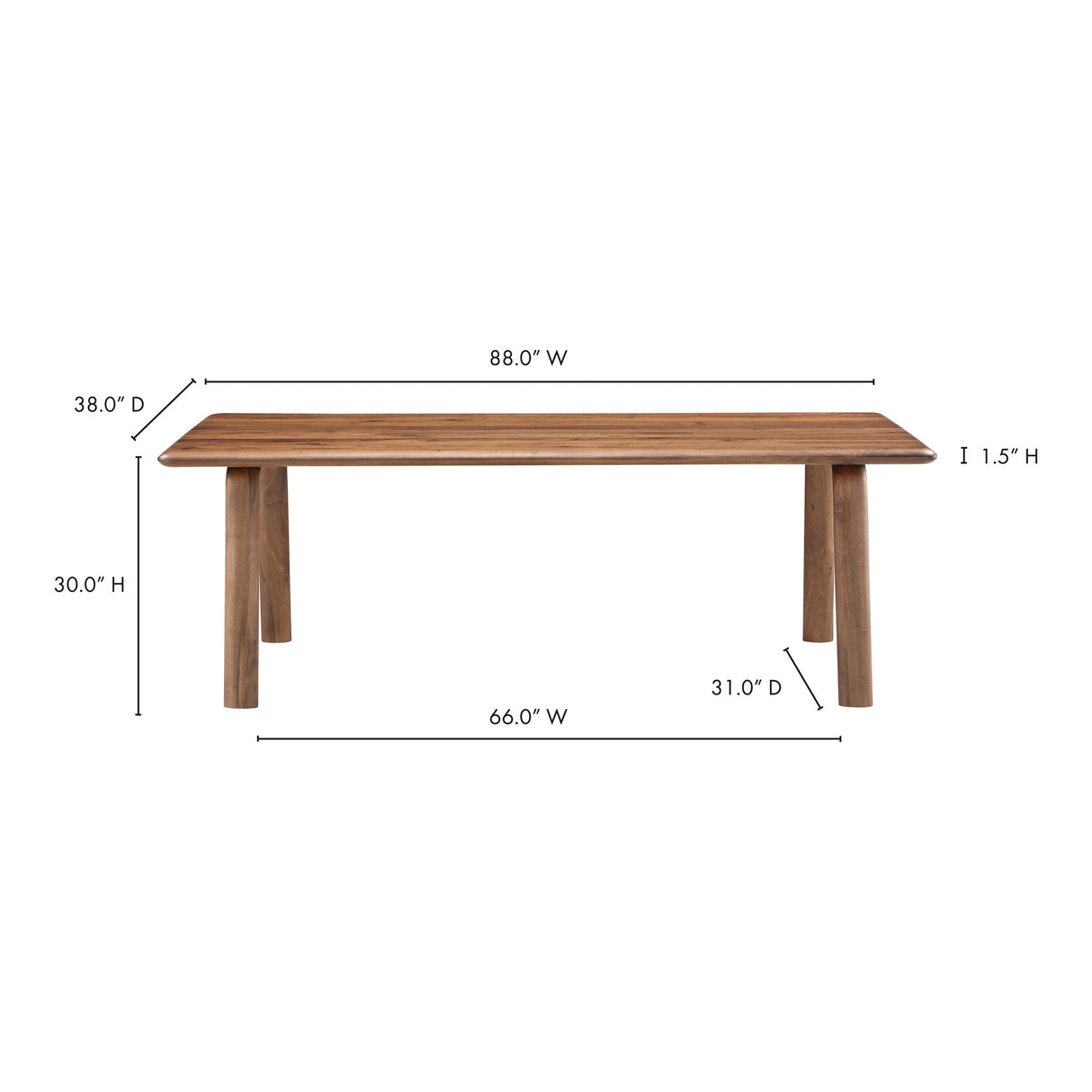 Malibu Walnut Dining Table by Moe's Home at Eve Furniture