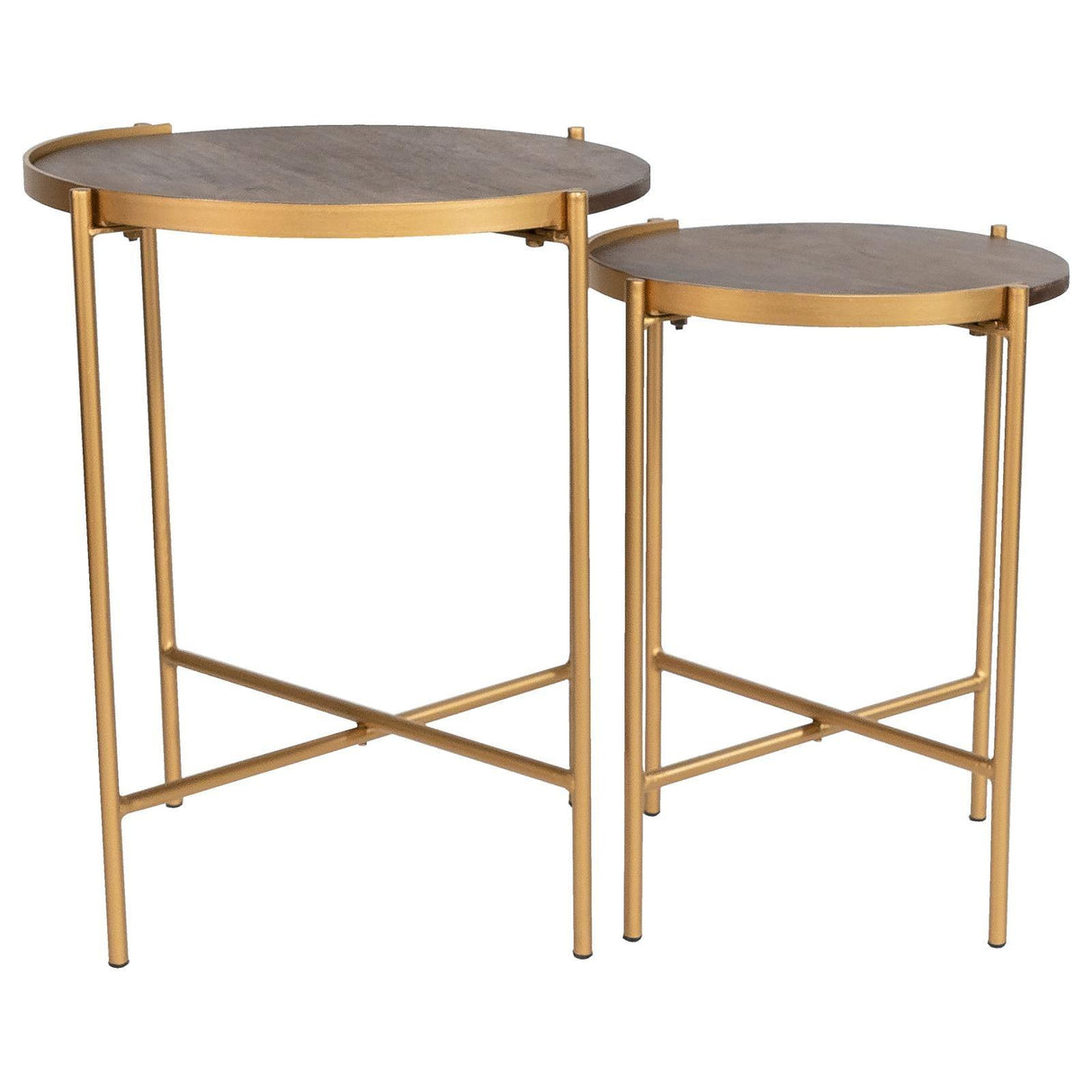 Malka Dark Brown and Gold 2-piece Round Nesting Table by Coaster at Eve Furniture
