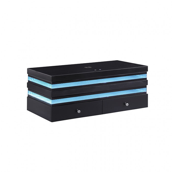 Maloy Black Rectangle Cocktail Table w/ Drawers by Furniture of America at Eve Furniture