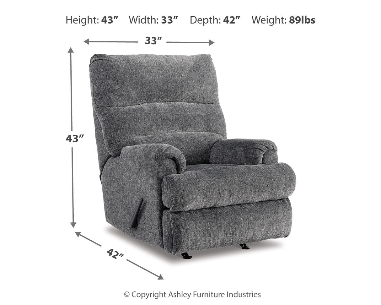 Man Fort Graphite Recliner by ASHLEY FURNITURE at Eve Furniture