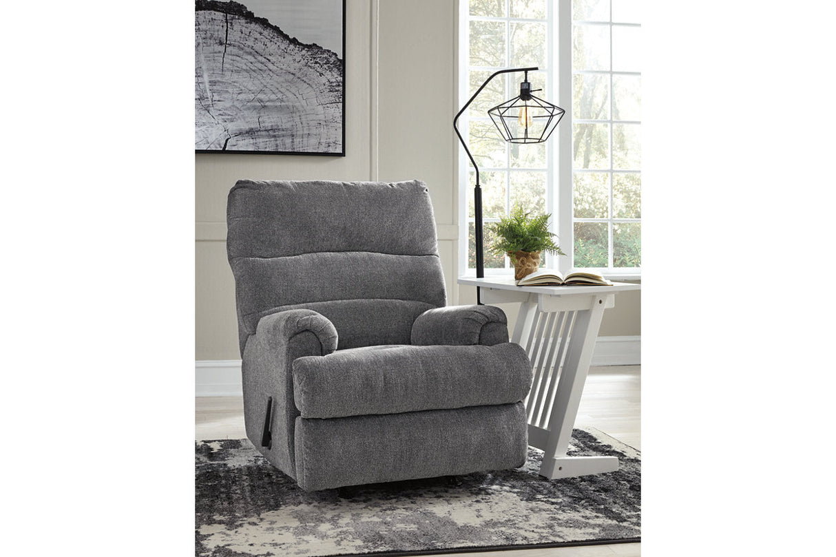 Man Fort Graphite Recliner by ASHLEY FURNITURE at Eve Furniture