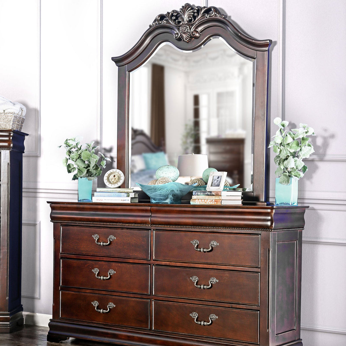 Mandura Cherry Mirror by Furniture of America at Eve Furniture