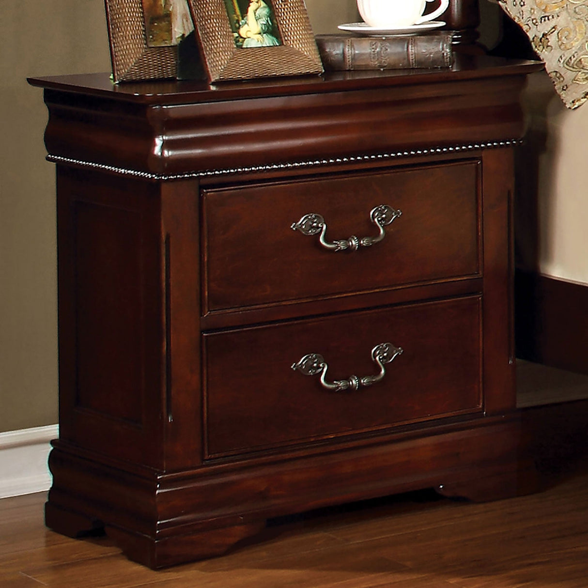 Mandura Cherry Night Stand by Furniture of America at Eve Furniture