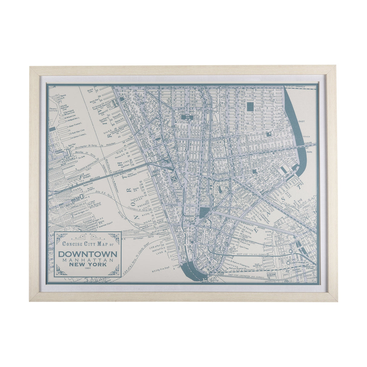Manhattan Map II by Mercana Studio a Hand Embellished Textured Framed Art Print Matted under Glass by Mercana at Eve Furniture