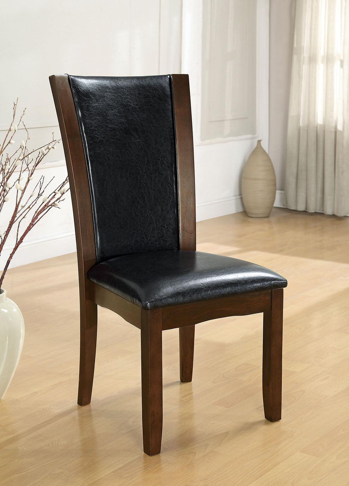 Manhattan Dark Cherry/Brown Side Chair, Set of 2 by Furniture of America at Eve Furniture