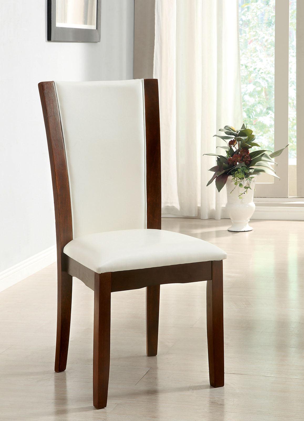 Manhattan Dark Cherry/White Side Chair, Set of 2 by Furniture of America at Eve Furniture