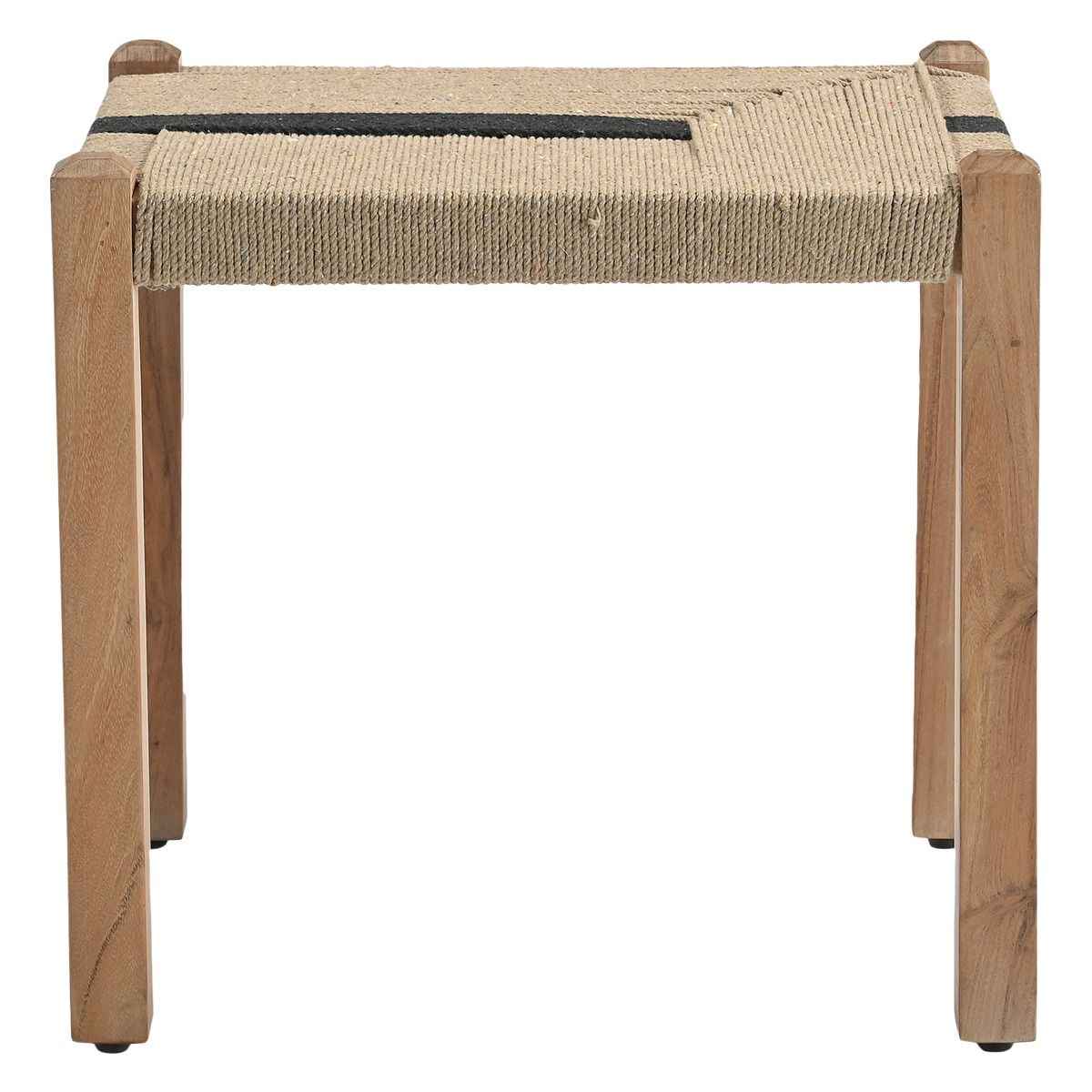 Manila 20" Ottoman Stool in Woven Natural and Black Rope by Home Trends & Design at Eve Furniture
